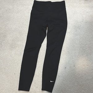 Like New- NIKE Black Leggings 7/8 Length, Mesh Detail at the Bottom, Size Small